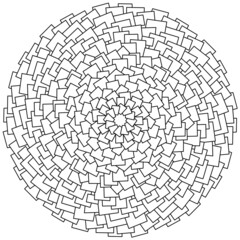 Obraz premium Contour mandala from many small quadrangles, coloring page from squares and rectangles of various sizes