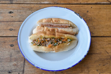 Close up of Vietnamese bread on plate