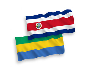 Flags of Republic of Costa Rica and Gabon on a white background