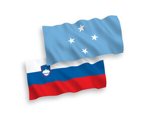 Fototapeta premium Flags of Slovenia and Federated States of Micronesia on a white background