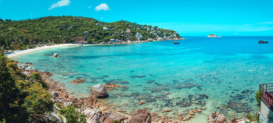View of the bay and rocks on the island,Shark Bay Koh Tao