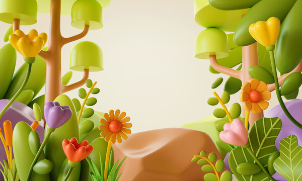 3d rendering of Cartoon Forest.