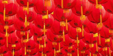 Chinese new year lanterns in old town area..