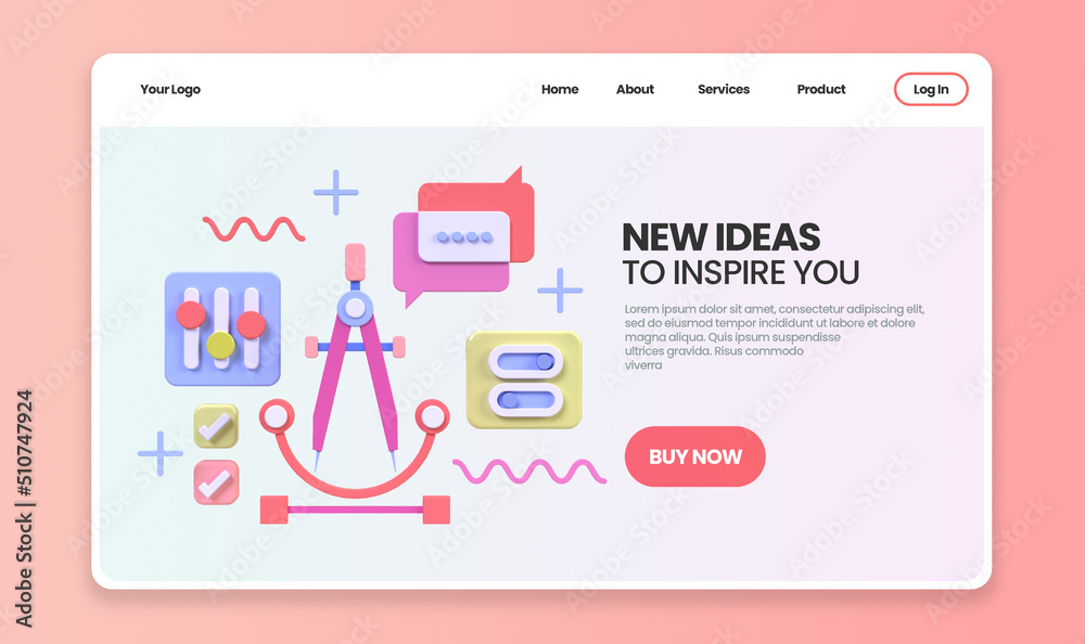 Wall mural web development for ui ux design concept illustration landing page template business idea background