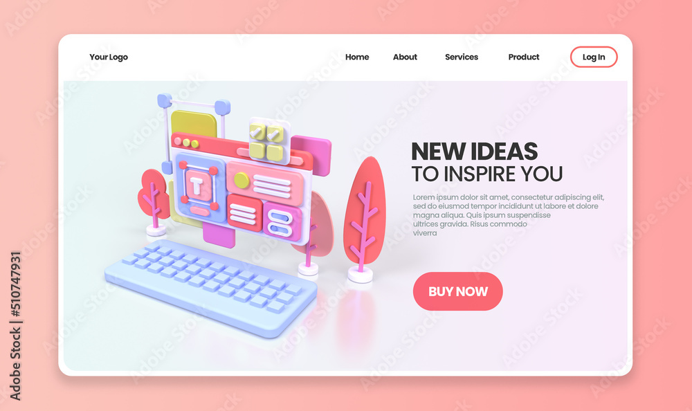 Wall mural web development for ui ux design concept illustration landing page template business idea background