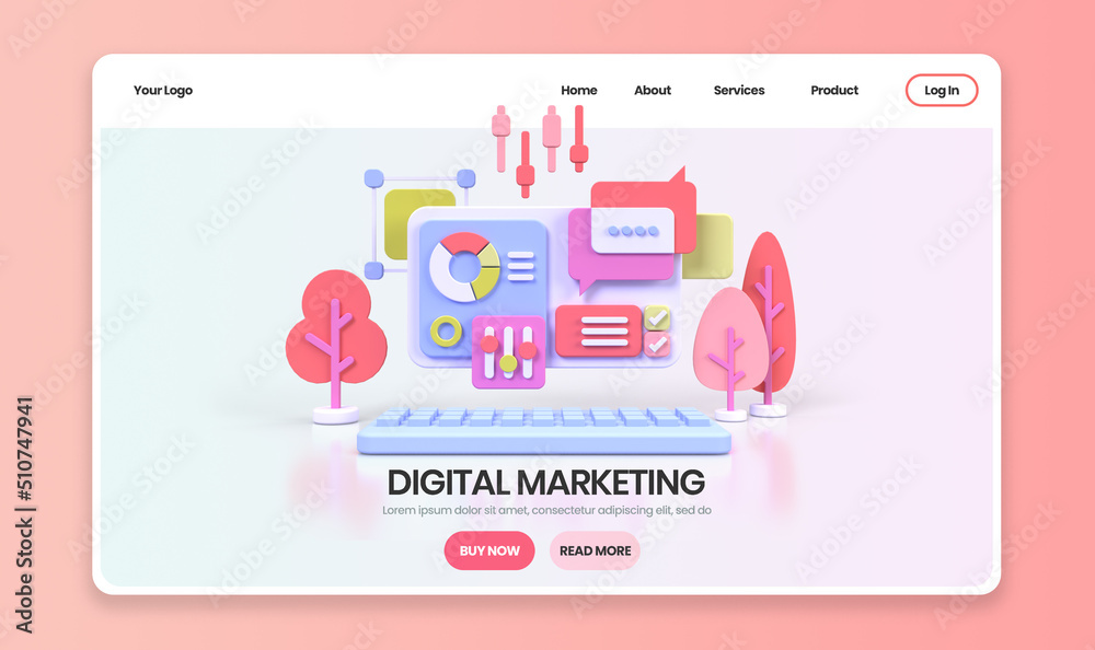 Wall mural web development for ui ux design concept illustration landing page template business idea background