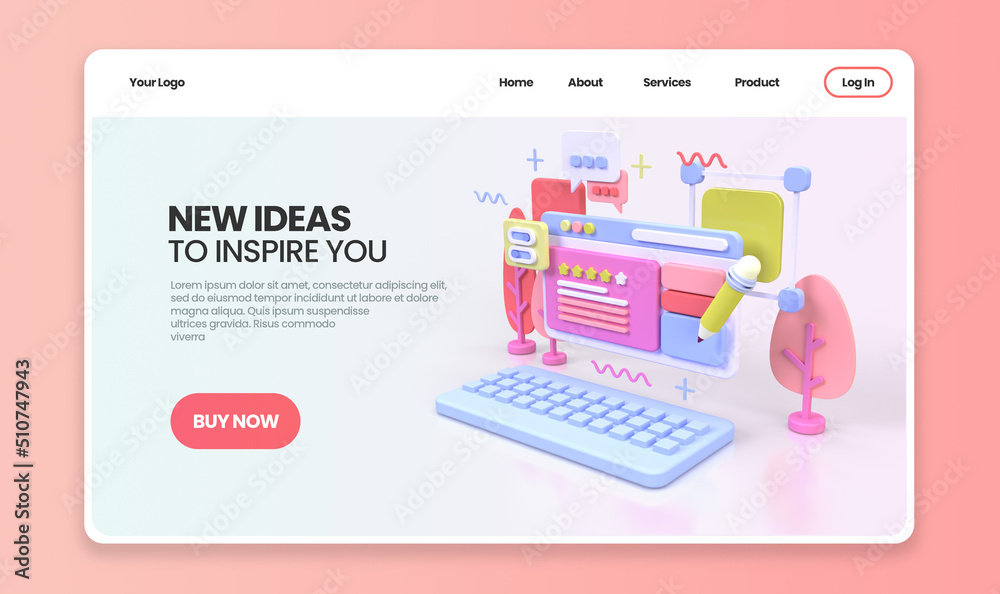 Wall mural web development for ui ux design concept illustration landing page template business idea background