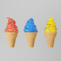 3D rendering of a ice cream cone illustration	
