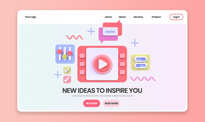 Web development for UI UX design concept illustration Landing page template business idea background