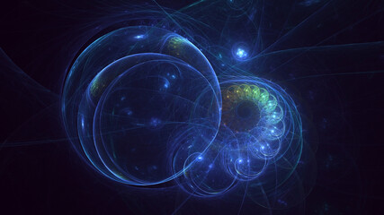 3D rendering abstract blue fractal light background