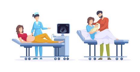 Obstetrics and childbirth assistance in maternity hospital set