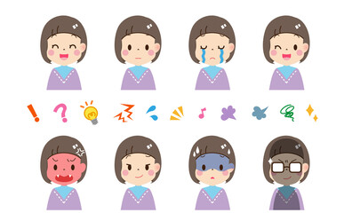 女性表情セットD