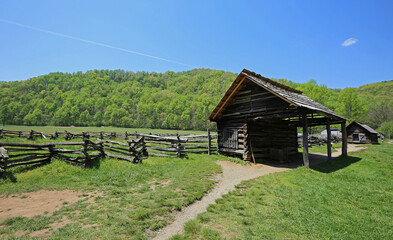 Fototapeta na wymiar Panorama with Chicken coop - Great Smoky Mountains National Park, North Carolina