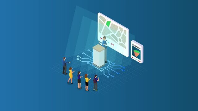 Group of people doing land auction in metaverse