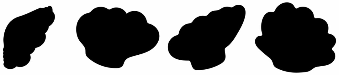 Set of Seashell Silhouette. Seashell vector by hand drawing. Seashell tattoo on white background. Seashell Silhouette Collection.