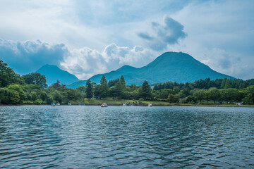 大分県別府市の志高湖の風景	
