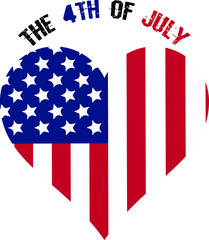 The 4th of July with American flag in heart shape vector, Independence day