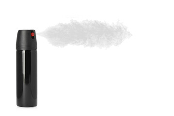 Using of pepper spray on white background