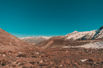 landscape of snowy mountains on a sunny winter day