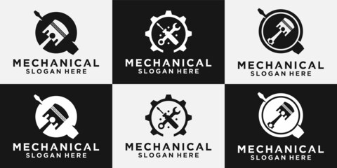 mechanic logo, vehicle and industrial engine repair logo. design templates, vector illustrations.