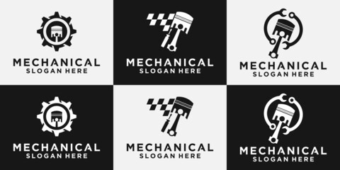 piston logo, vehicle and industrial engine repair logo, vector design template.