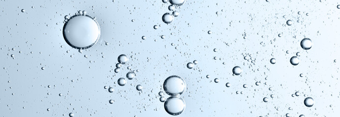 The texture of a cosmetic serum with bubbles in closeup. Macrophotography