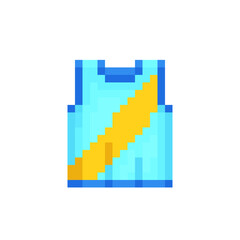 Fototapeta premium Running shirt pixel art icon. Shop symbol design for logo, sticker, mobile app, website, badges and patches. 8-bit sprite. Isolated vector illustration.