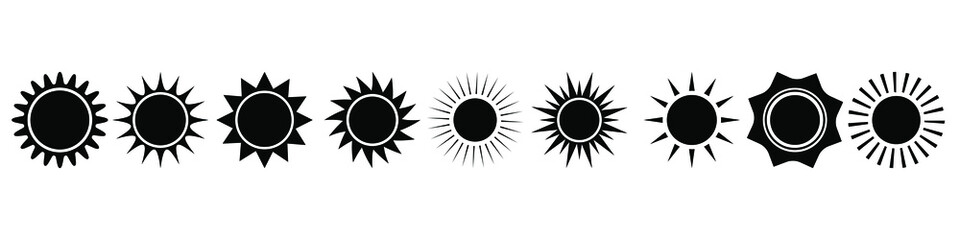 Flat sun icon. Sun pictogram. Trendy vector summer symbol for website design, web button, mobile app.