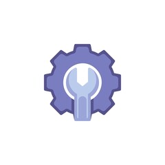 Gear and Wrench flat icon
