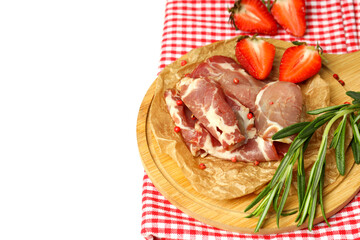 Concept of delicious food with jamon, space for text