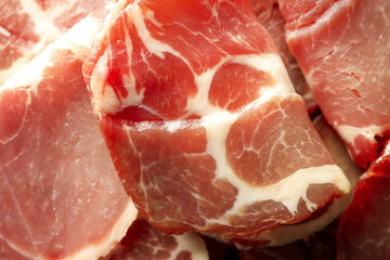 Concept of delicious food with jamon, close up
