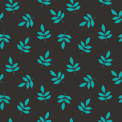 Modern trendy print with leaves and sprouts for fabric, paper, package, and ony surfaceVector botanical background. Colorful floral seamless pattern.