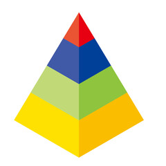 3D　立体的な4層のピラミッドの形をしたアイソメトリックスのイラスト　インフォグラフィック