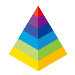 3D　立体的な6層のピラミッドの形をしたアイソメトリックスのイラスト　インフォグラフィック