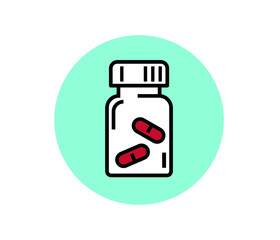 Medicine flat design icon isolated on white background. Pill medicine drug pharmacy concept vector icon.
