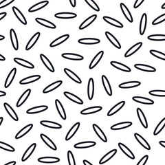 Seamless modern pattern with black grains of rice on a white background. For fashion fabrics, textiles, decorative pillows. Coloring. Vector.