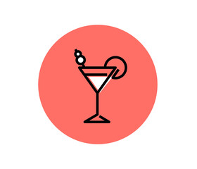 cocktail icon on white background.  drink icon, simple and stylish bar logo. 