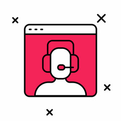 Filled outline Telephone 24 hours support icon isolated on white background. All-day customer support call-center. Full time call services. Vector