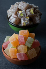 Traditional Turkish delight in two bowls
