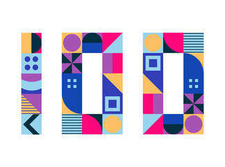 Number 100 from multicolored geometric shapes, cubes isolated on white. Neo geo