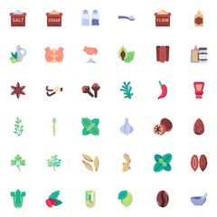 Obraz premium Spices and condiments flat icons set