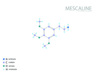 Mescaline molecular skeletal 3D chemical formula.	 - obrazy, fototapety, plakaty