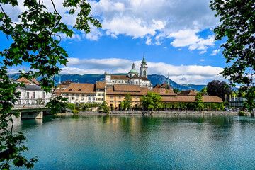 Solothurn, St. Ursen-Kathedrale, Aare, Kreuzackerbrücke, Altstadt, Kathedrale, Barock, Stadt,...