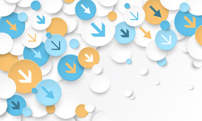 Vector business concept with arrows showing downward trend