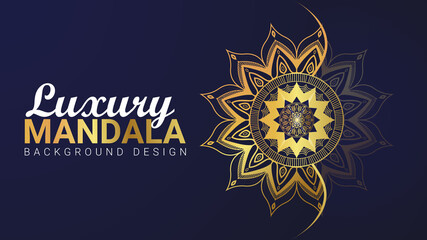 Golden Luxury Mandala background arabesque pattern Design for print, poster, cover, brochure, flyer. Decorative Ornamental royal mandala concept
