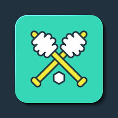 Filled outline Honey dipper stick icon isolated on blue background. Honey ladle. Turquoise square button. Vector