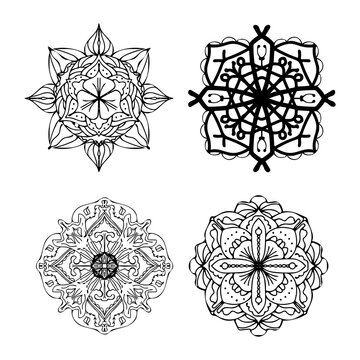 Set of madala round, patterned Indian paisley. vector illustration