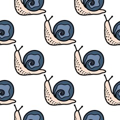 Kids seamless snails pattern for wallpaper and fabrics and textiles and packaging and gifts and wrapping paper