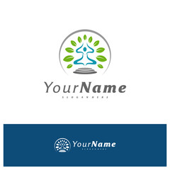 Yoga logo design vector template, Meditation logo concepts illustration.