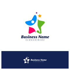 People Star logo design vector template, Star Kids logo concepts illustration.
